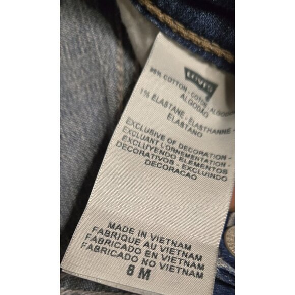 Levi's 529 Curvy Boot Dark Wash Ladies Jeans Sz 8 Distressed - Picture 4 of 5